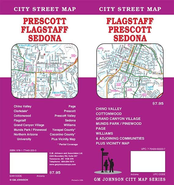 Prescott / Flagstaff / Sedona, Arizona Street Map GM Johnson - Wide World Maps & MORE!