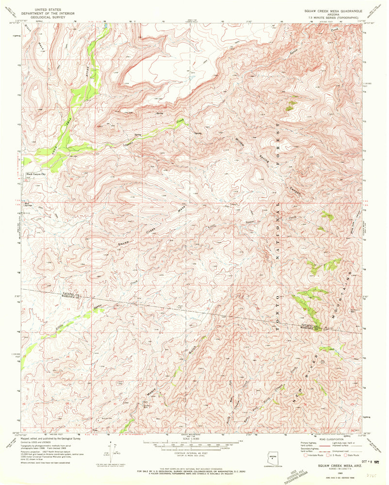 Squaw Creek Mesa, Arizona 1969 (7.5'×7.5' Topographic Quadrangle) - Wide World Maps & MORE!