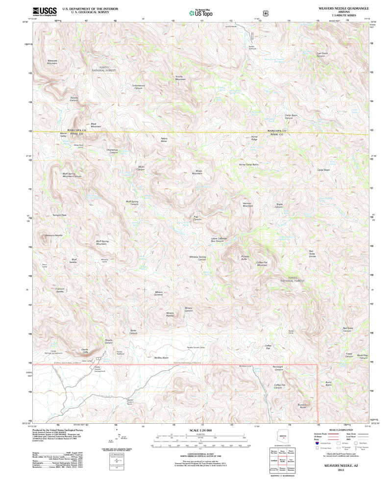 Weavers Needle, Arizona (US Topo 7.5'×7.5' Topographic Quadrangle) - Wide World Maps & MORE!