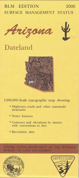 Dateland 1100000 Scale Topographic Map Arizona 60×30 Minute Series Surface Management 5314