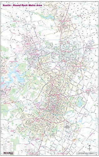 Austin-Round Rock TX Metro Wall Map w/Zip Codes *Laminated/Dry Erase* 36"x56" Large Scale - Wide World Maps & MORE! - Book - Wide World Maps & MORE! - Wide World Maps & MORE!