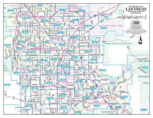 Metropolitan Las Vegas Major Streets and Freeways with ZIP Codes Paper/Non-Laminated - 50 Count - Wide World Maps & MORE! - Map - Wide World Maps & MORE! - Wide World Maps & MORE!