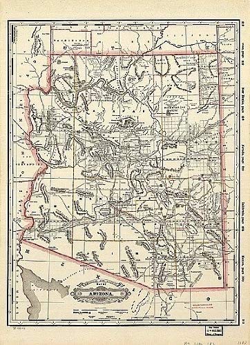 1887 Railroad & County Map of Arizona Jumbo-Size Dry Erase Laminated - Wide World Maps & MORE!