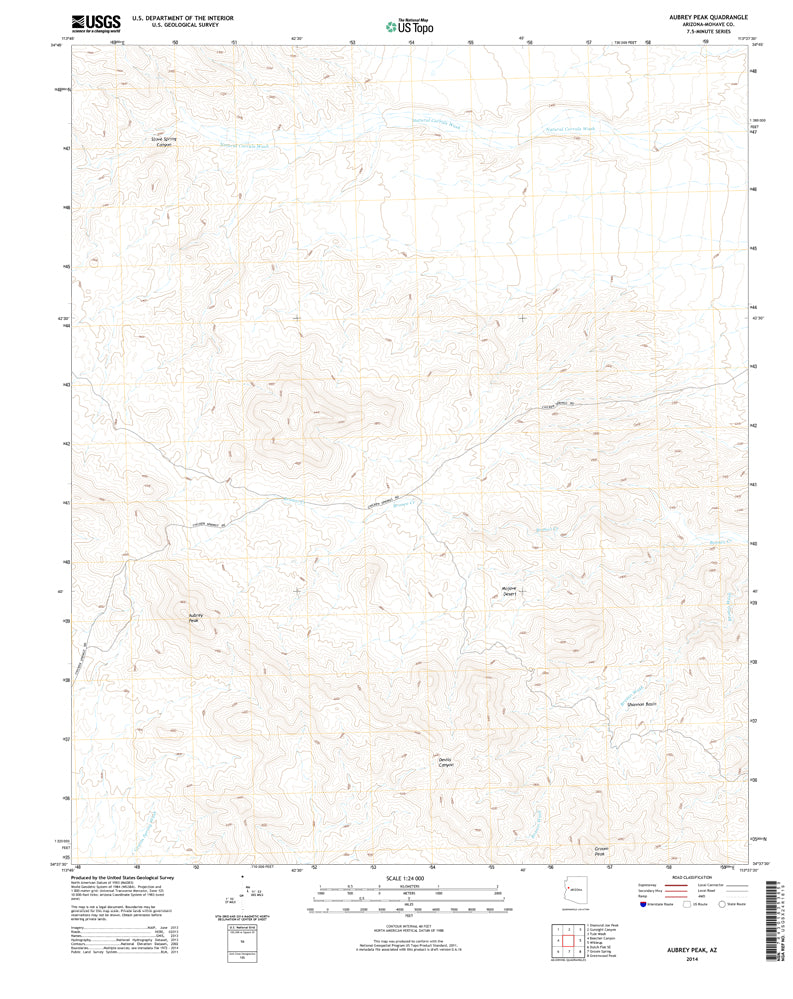 Aubrey Peak, Arizona (US TOPO 7.5'×7.5' Topographic Quadrangle) - Wide World Maps & MORE!