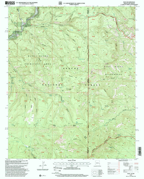 Blue, AZ-NMÊ7.5' 1997 [Map] United States Geological Survey - Wide World Maps & MORE!