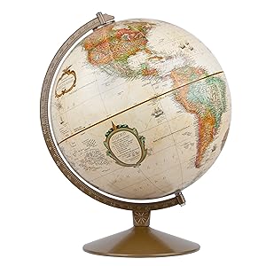 Franklin World Globe, Antique Ocean, 12-Inch Diameter, Over 4,000 Place Names