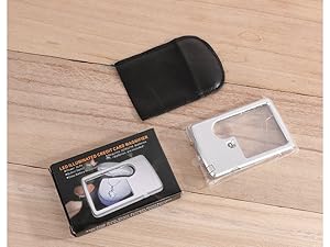 Pocket Magnifying Glass with Light 3× & 6× Lighted Magnifier Card-Type Handheld Reading Magnifying Glass High Definition Magnifier Portable Square Loupe for Jewelry, Stamps, Watches, Crafts, & Maps!