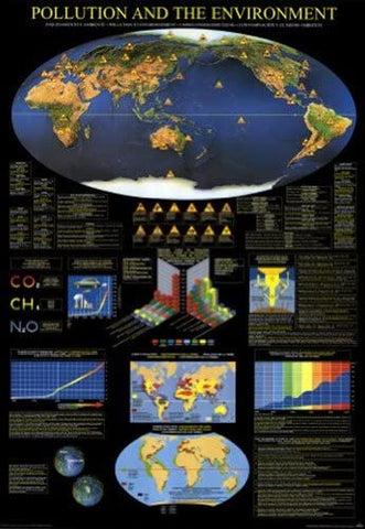 World Map of Pollution and the Environment (27"×39" Gloss Ready-to-Hang) - Wide World Maps & MORE!