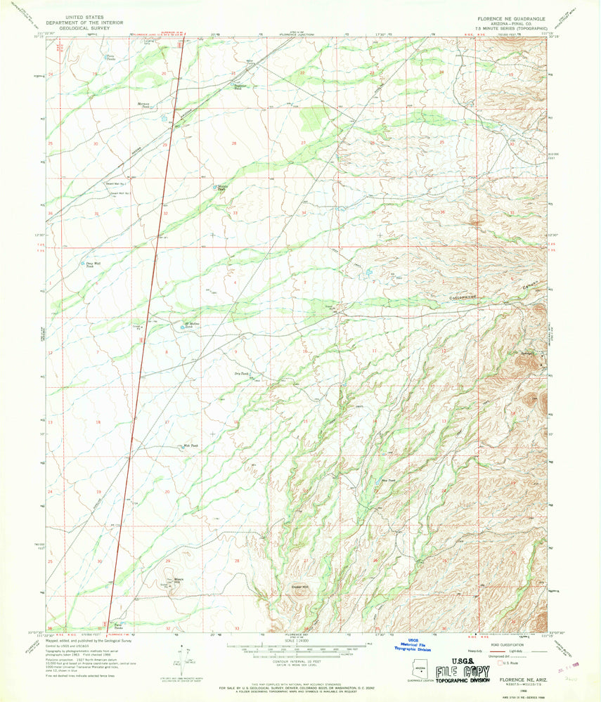 FLORENCE NE 7.5' AZ Map United States Geological Survey