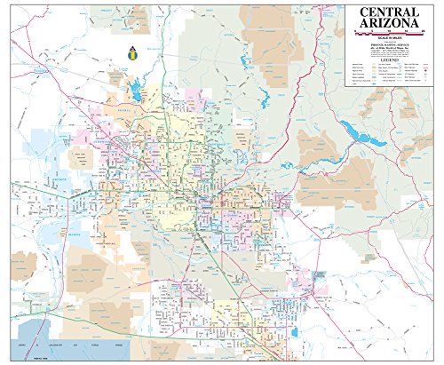 Central Arizona Desk Map Gloss Laminated - Wide World Maps & MORE!