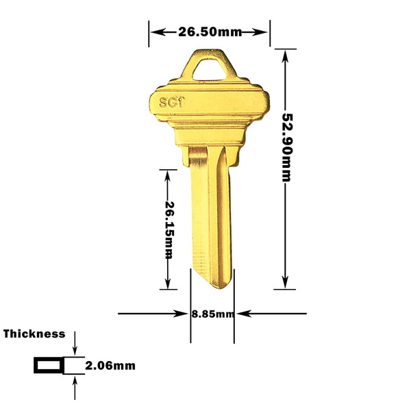 Brass Finish Key Blanks, Uncut Blank Keys, Pack of 50 or 100 Keys - Wide World Maps & MORE!