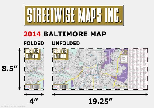 Streetwise Baltimore Map - Laminated City Center Street Map of Baltimore, Maryland - Folding pocket size travel map with light rail & metro - Wide World Maps & MORE!