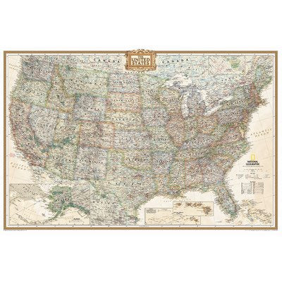 United States Executive Wall Map Full-Size (43" x 30") - Matte Ready-to-Hang