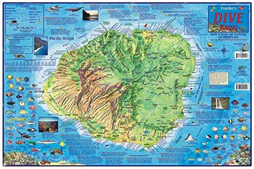 Kauai Hawaii Dive & Snorkeling Guide Map Laminated Placemat - Wide World Maps & MORE!