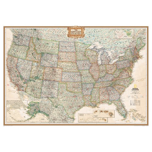 THE #1 SELLING push pin map of the United States Nat Geo's Exec. US Map FRAMED 47 × 34" Pin board MAP with Black Satin Finish Frame is the best push pin travel map for home office or educational use