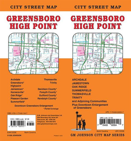 Greensboro / High Point, North Carolina Street Map [Map] GM Johnson