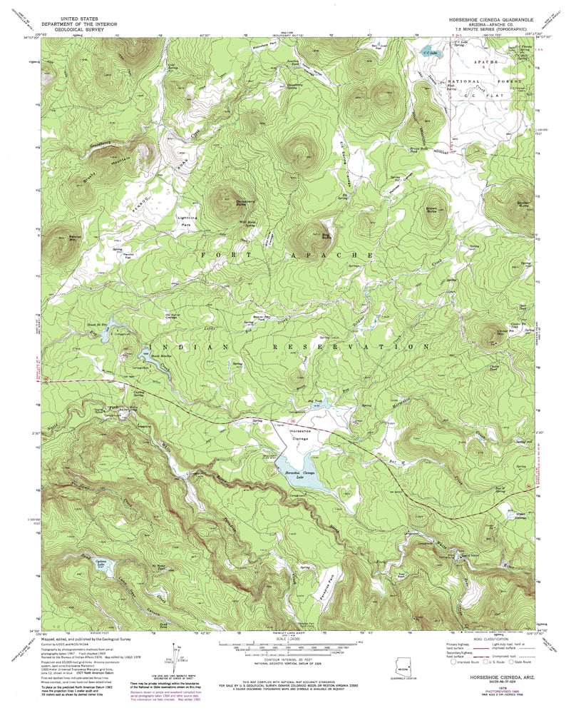 HORSESHOE CIENEGA 7.5' AZ 1978 PR 1985 Map United States Geological Survey