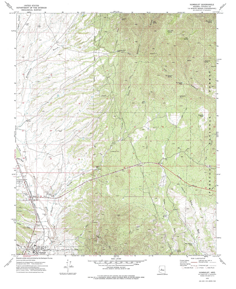 Humboldt, AZ 7.5' 1973 [Map] [Jan 01, 2017] United States Geological Survey - Wide World Maps & MORE!