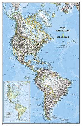 National Geographic Americas Wall Map - Classic (23.75 x 36.5 in) (National Geographic Reference Map) [Map] National Geographic Maps