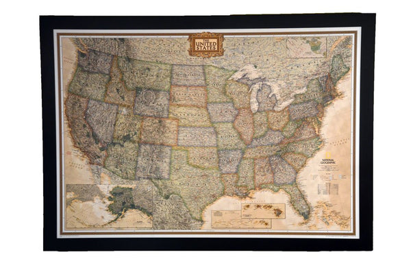 THE #1 SELLING push pin map of the United States Nat Geo's Exec. US Map FRAMED 47 × 34" Pin board MAP with Mahogany Finish Frame is the best push pin travel map for home office or educational use