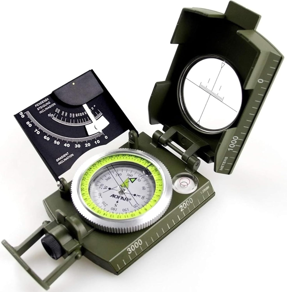 AF-4074 Military Compass Lensatic Sighting-Multifunctional, Fluorescent, Waterproof, and Shakeproof with Inclinometer and Carrying Bag for Camping, Hiking, Hunting (Digital Camouflage)