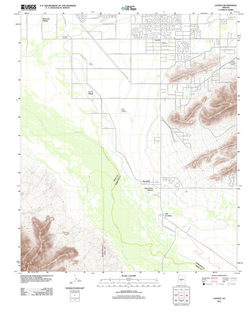 Laveen, Arizona (US Topo 7.5'×7.5' Topographic Quadrangle) - Wide World Maps & MORE!