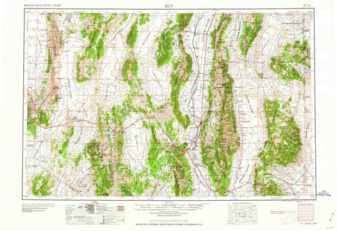 YellowMaps Ely NV topo map, 1:250000 Scale, 1 X 2 Degree, Historical, 1959, Updated 1959, 22.1 x 32.2 in - Wide World Maps & MORE!