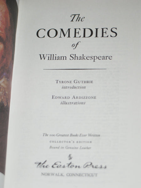 The Comedies of William Shakespeare [Leather Bound] William Shakespeare; Peter Alexander; Tyrone Guthrie and Edward Ardizzone