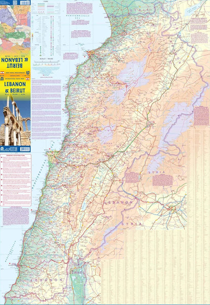 Lebanon and Beirut Travel Reference Map