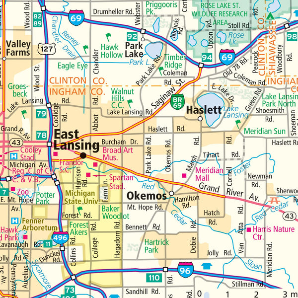 Easy to Fold! Michigan State Laminated Map