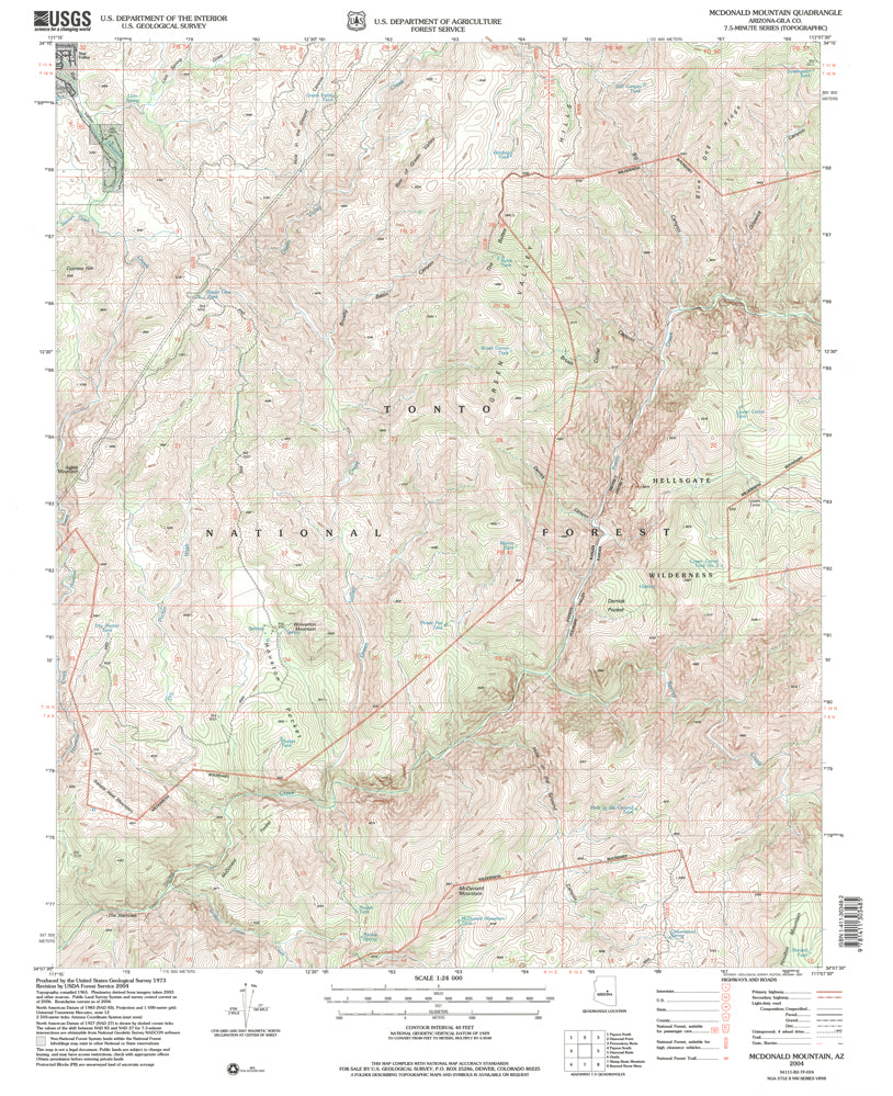 McDonald Mountain 7.5' AZ 2004 - Wide World Maps & MORE!
