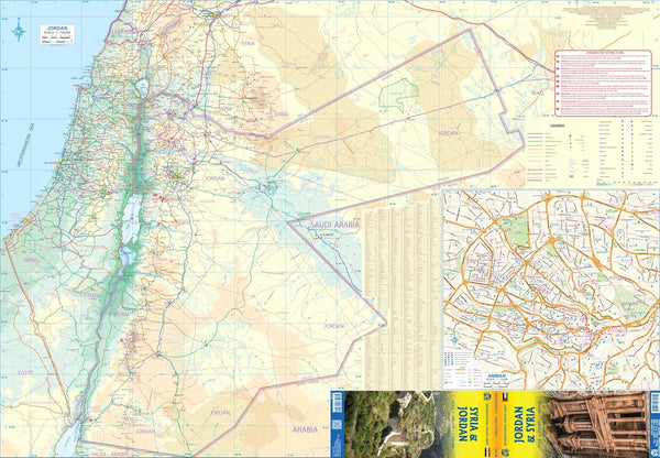 Jordan & Syria Travel Reference Map - Damascus, Amman