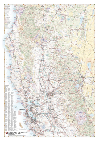 Benchmark Maps: Northern California Recreation Wall Map - 26 x 37 inches