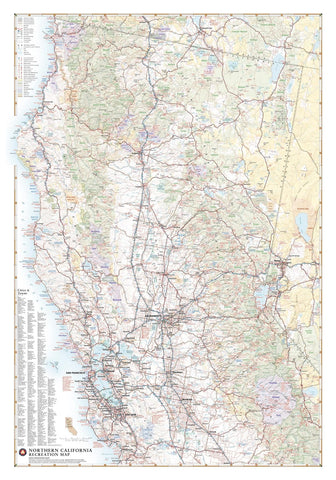 Benchmark Maps: Northern California Recreation Wall Map - 26 x 37 inches