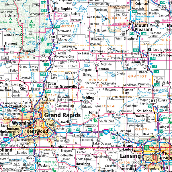 Easy to Fold! Michigan State Laminated Map