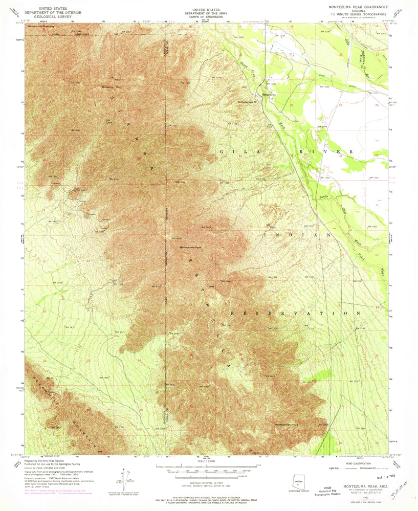 MONTEZUMA PEAK, AZ 7.5' 1952 PR 1967 - Wide World Maps & MORE!