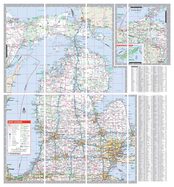 Easy to Fold! Michigan State Laminated Map