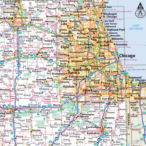 Easy to Read! Illinois State Map