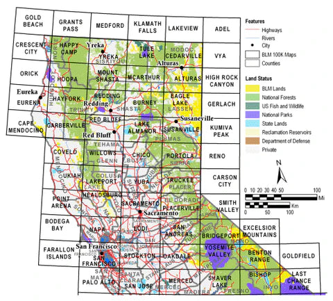 Yosemite Valley : 1:100,000-Scale Topographic Map (California 60 × 30 Minute Series Surface Management Status)