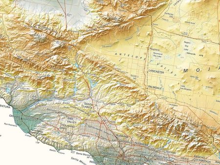 California Large Topographic Wall Map by Raven Maps, Laminated Print - Wide World Maps & MORE!