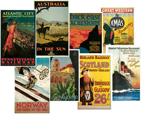 Assorted Gloss Laminated Vintage Travel Posters - Wide World Maps & MORE!