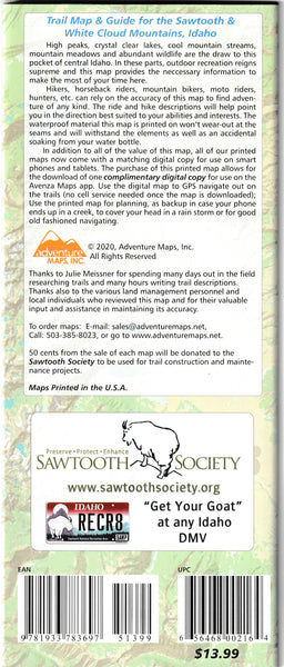 Sawtooth & White Cloud Mountains Trail Map - Wide World Maps & MORE!