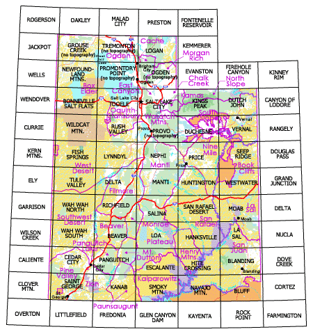 1997 Kanab 1:100,000-Scale Topographic Map (Utah 60x30-minute Series Surface Management Status) Archival Copy - Wide World Maps & MORE!