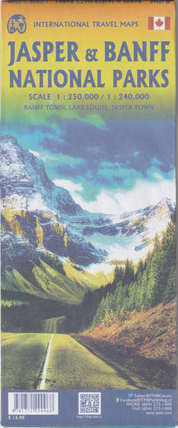 Banff & Jasper National Parks Travel Reference Map 1:240,000/1:250,000 (Banff Town, Lake Louise, Jasper Town) - Wide World Maps & MORE!