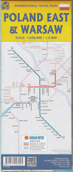 Warsaw 1:9K & Poland East 1:650K International Travel Map