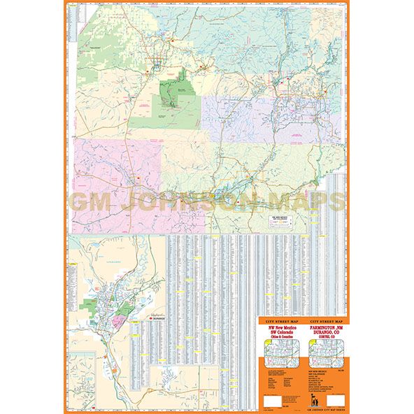 Farmington NM / Durango & Cortez CO / Aztez & Bloomfield NM, New Mexico/Colorado Street Map - Wide World Maps & MORE!