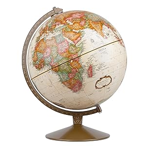 Franklin World Globe, Antique Ocean, 12-Inch Diameter, Over 4,000 Place Names