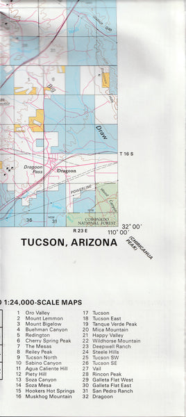 Tucson, Arizona: 1:100,000-scale Topographic Map: 60 × 30-minute Series (Surface Management Status) - Wide World Maps & MORE!