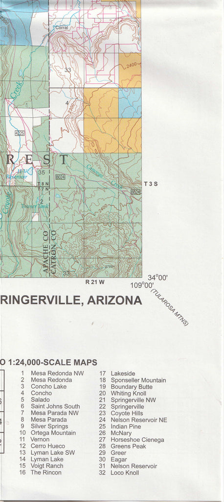 Springerville Surface Management Status 1:100,000-Scale Topographic Map ...