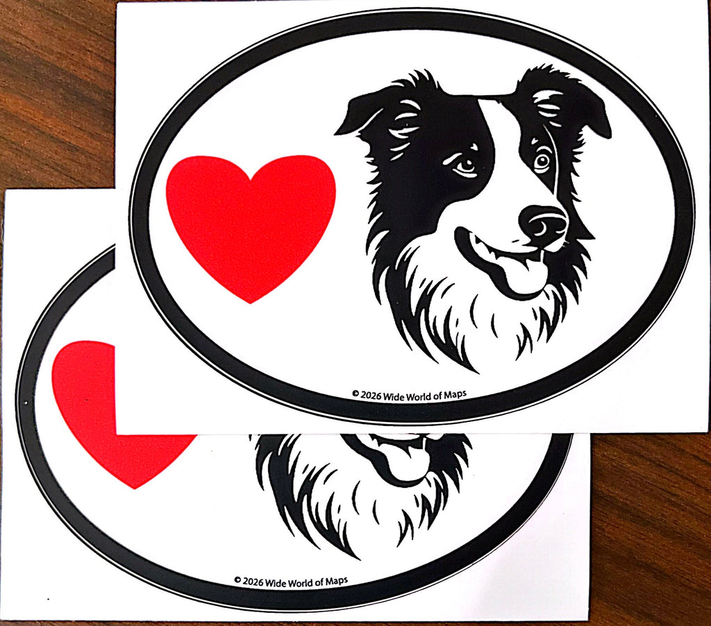 (2 pack) Vinyl Oval Stickers - Border Collie Love [Stick It]